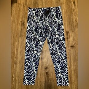 Ed Hardy Blue and White Feather Pattern Leggings